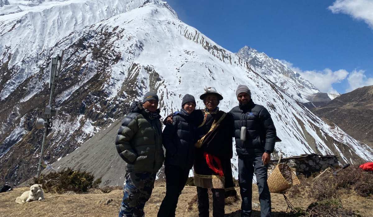 Manaslu trek group picture with nepa apf official and our guest
